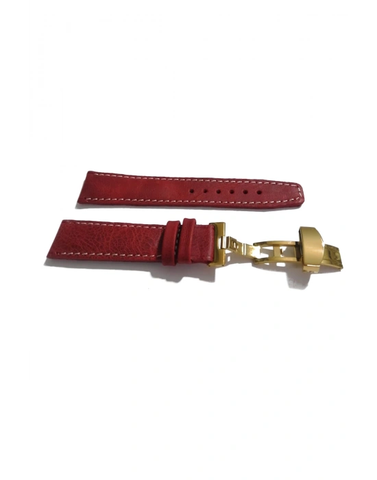Her Saate Uygun Kelebek Toka 24 MM Hakiki Deri (257) SARI TOKA KIRMIZI