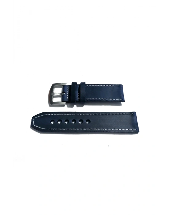 & Fosil & HER SAATE UYUMLU Greyzı Deri Saat Kordonu KOYU LAZİVERT 22 mm (385)
