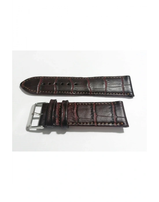 &Her Saate Uyumlu Hakiki Deri Saat Kordonu Kahverengi 18 mm (143-3)