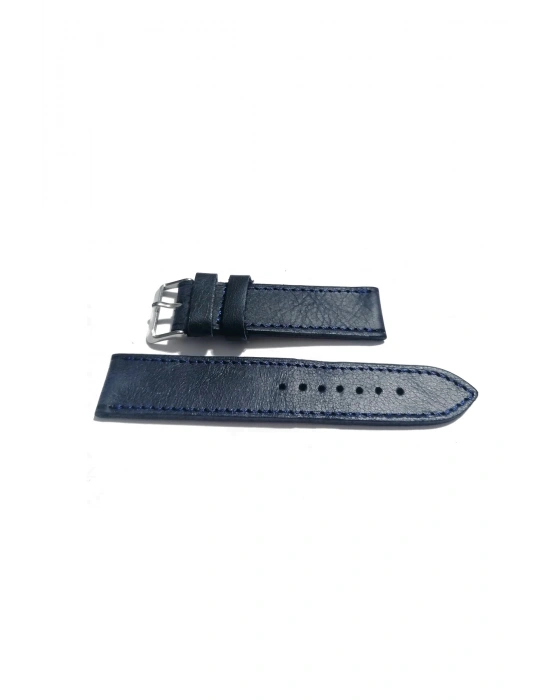 &Her Saate Uyumlu Hakiki Deri Saat Kordonu LAZİVERT 22 mm ( 394 )