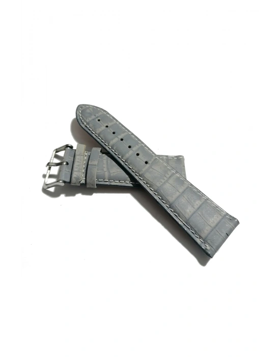 & Her Saate Uyumlu Hakiki Deri Saat Kordonu gri 24 mm (388 )