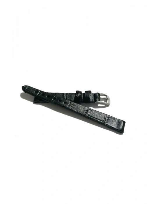 &Her Saate Uyumlu Hakiki Deri Saat Kordonu SİYAH 10 mm ( 420 )