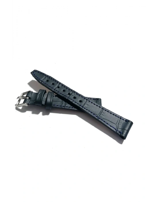 &Her Saate Uyumlu Hakiki Deri Saat Kordonu koyu mavi 18 mm (437 )