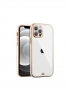 iPhone 14 Pro Max için Şeffaf Kılıf beyaz kenarlı rose