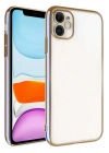 iPhone 11 Uyumlu Arka Kapak Kılıf Şeffaf Renkli Açık Mavi Kenarlı Rose