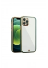 iPhone 12 Pro Max Arka kapak Kılıf Yeşil kenarlı rose