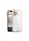 iPhone 12 arka Kapak Kılıf Beyaz kenarlı rose