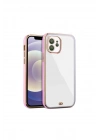 iPhone 12 arka Kapak Kılıf Pembe kenarlı rose