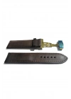 &Hertür Saate &Uygun Kelebek Toka 24 MM koyu kahverengı kordon (449 ) altın rengi toka