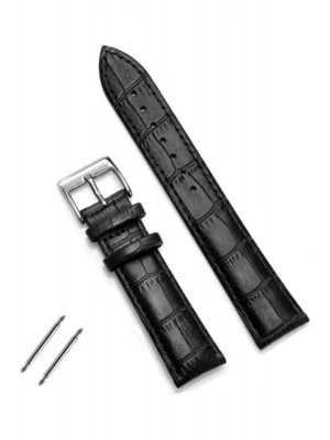Fossil Saat Uyumlu Croco Siyah< 4 > Renk Deri Saat Kordonu Kayışı 24 Mm