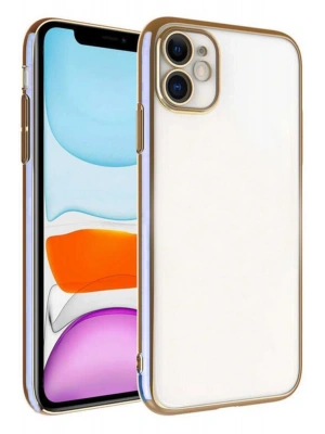 iPhone 11 Uyumlu Arka Kapak Kılıf Şeffaf Renkli Açık Mavi Kenarlı Rose