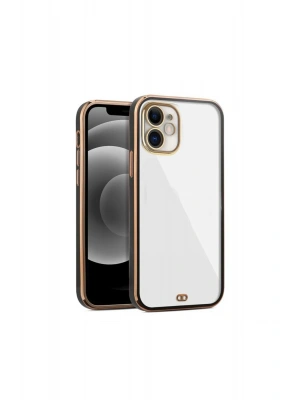 iPhone 11 arka Kapak Kılıf Şeffaf Renkli Siyah kenarlı rose