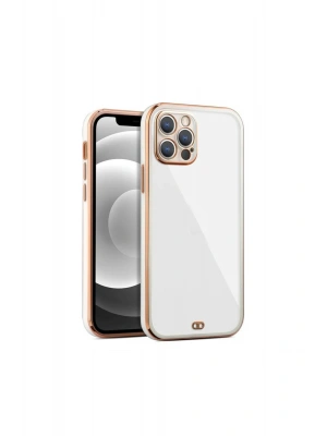 iPhone 12 Pro Max Arka kapak Kılıf Beyaz kenarlı rose