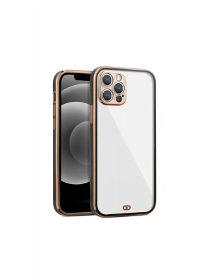 iPhone 12 Pro Max Arka kapak Kılıf Siyah kenarlı rose