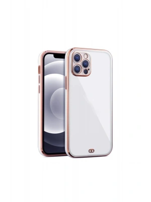 iPhone 13 Pro Uyumlu Arka kapak Kılıf Acık Mavi kenarlı rose