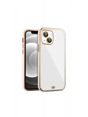 iPhone 14 Arka kapak Kılıf Beyaz kenarlı rose