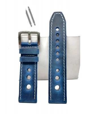 Tissot  &   Fossil  Uyumlu   Crayz   Hakiki   Deri   22  mm  MAVİ