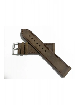 Fosil &Her Saate  Uyumlu Kahverengi Dikişli   24  mm  grizi  deri