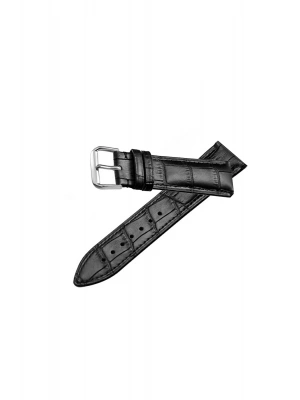 Hakiki Deri Siyah Saat Kordon Kayış Kordon 22 mm