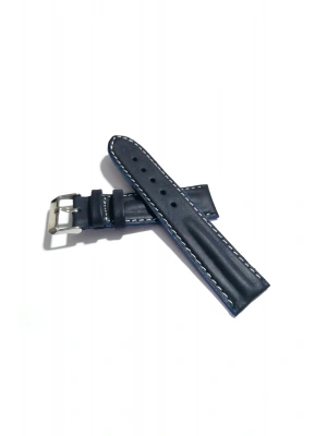 Her Saate Uygun Bombeli 20 mm Piramit modeli Hakiki Deri (214) koyu mavi