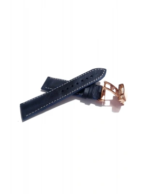Her Saate Uygun Kelebek Toka 22 mm Hakiki Deri (234) ROSE TOKA MAVİ