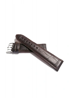 & Her Saate Uyumlu Hakiki Croco Deri Saat Kordonu 22 mm (296) kahverengi