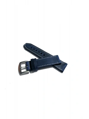 & Fosil & HER SAATE UYUMLU Greyzı Deri Saat Kordonu KOYU LAZİVERT 22 mm (385)