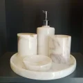 Gerçek Mermer Beyaz 5li Banyo Seti