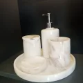 Gerçek Mermer Beyaz 5li Banyo Seti
