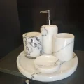 Gerçek Mermer Leylak 5li Banyo Seti