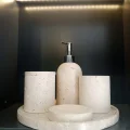 Gerçek Mermer Traverten 5li Banyo Seti