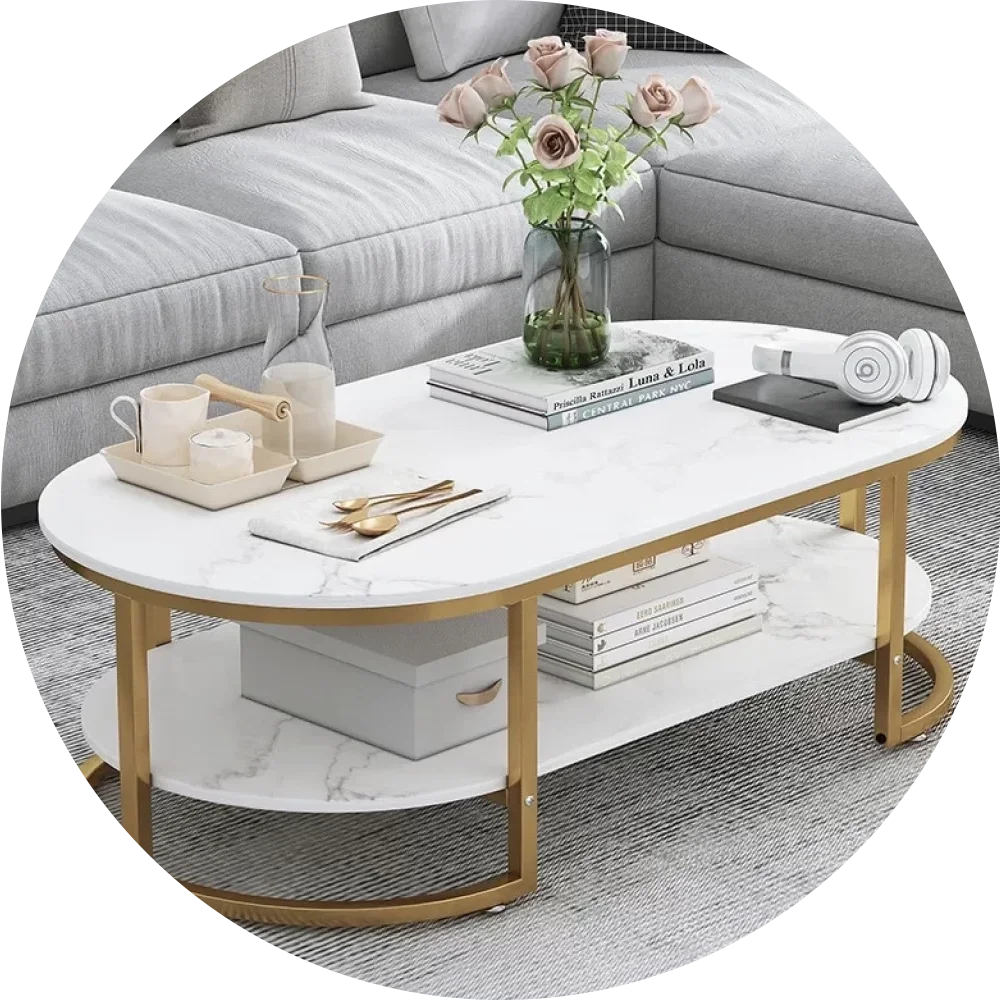 Mermer - Porselen Sehpa