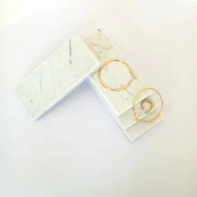 Doğal Mermer Beyaz Mini Sunumluk 15 x 7 x 1 cm