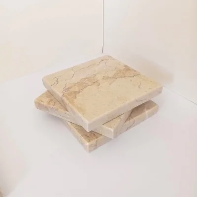 Doğal Mermer Marfil Kare Sunumluk 15x15x2 cm