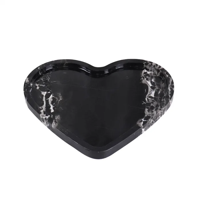 Elysium Doğal Taş Kalp Şekilli Mermer Tepsi Sunumluk
