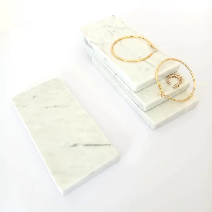 Doğal Mermer Beyaz Mini Sunumluk 15 x 7 x 1 cm