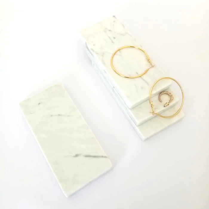 Doğal Mermer Beyaz Mini Sunumluk 15 x 7 x 1 cm