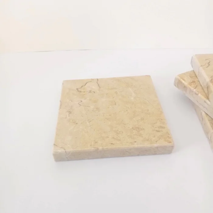Doğal Mermer Marfil Kare Sunumluk 15x15x2 cm