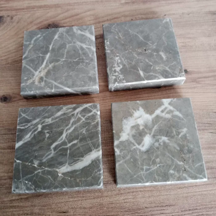 Doğal Mermer Moon Grey 4lü Bardak Altlığı