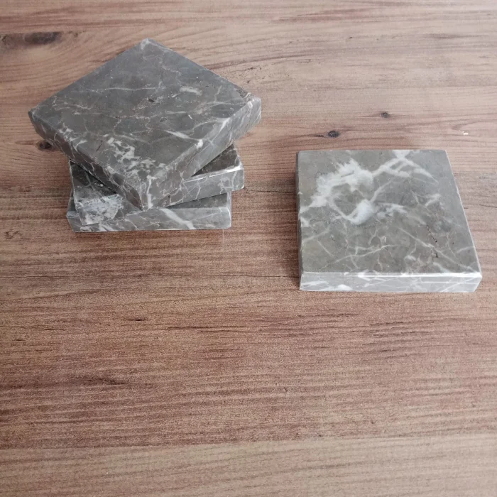 Doğal Mermer Moon Grey 4lü Bardak Altlığı