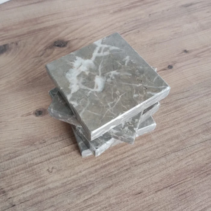 Doğal Mermer Moon Grey 4lü Bardak Altlığı