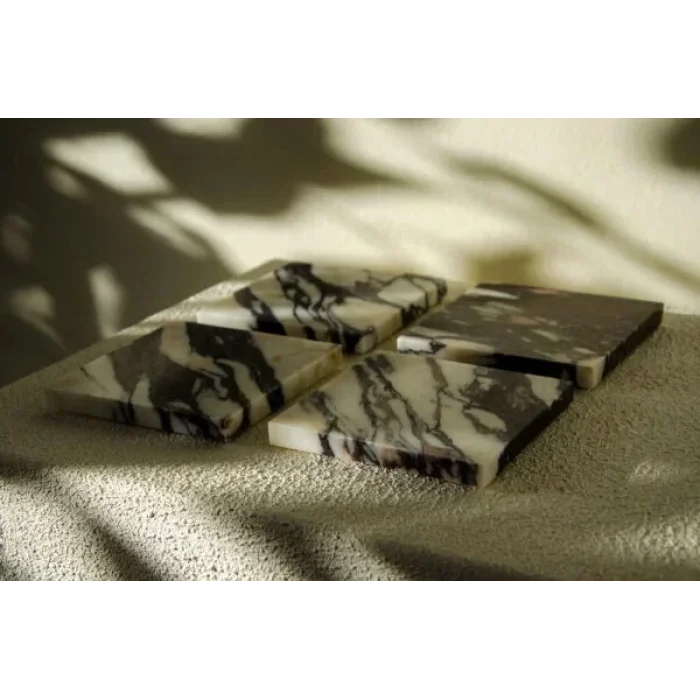 Mirage Doğal Taş Mermer-Porselen Bardak Altlığı 4lü