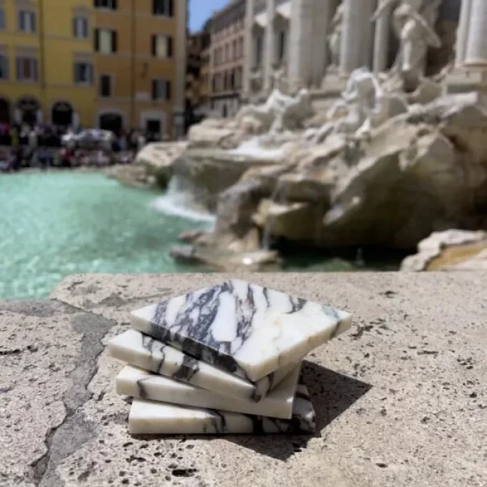 Mirage Doğal Taş Mermer-Porselen Bardak Altlığı 4lü