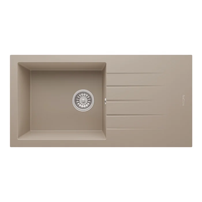 P011 Tek Gözlü Damlalıklı Granit Eviye XL Geniş Hazne 42 cm 860 x 435