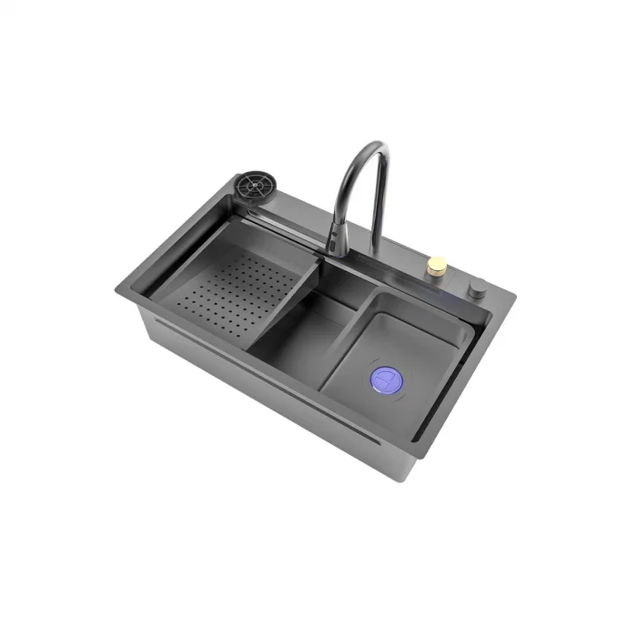 Siyah Akıllı Eviye As 3542 Ebat 850×450 mm 830×430 mm Kabin 850 mm Tüm Parçalar Dahil