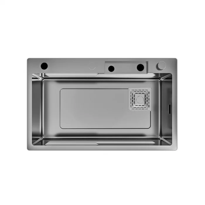 Siyah Akıllı Eviye As 3542 Ebat 850×450 mm 830×430 mm Kabin 850 mm Tüm Parçalar Dahil