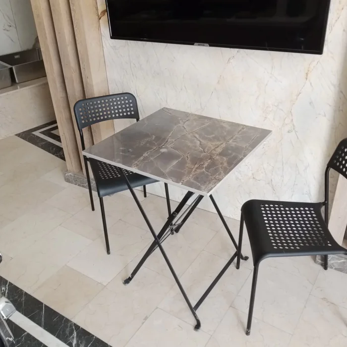 Versace Gold Porselen Yemek - Bahçe Masası 60 x 60 cm