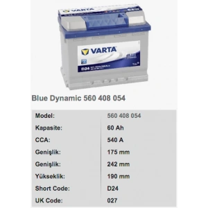 12V-60 AH VARTA AKÜ