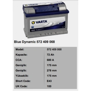 12V-72 AH VARTA AKÜ