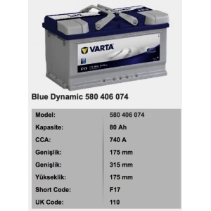 12V-80 AH VARTA AKÜ